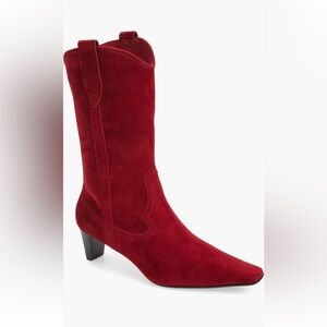 Jeffrey Campbell Mulhall Red Suede Mid-Calf Western Boots size 11